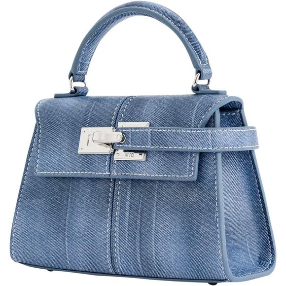 🆕Jw Pei Women Blue Vegan Leather Imported Elegant Sustainable Top Handle Bag - Picture 6 of 10